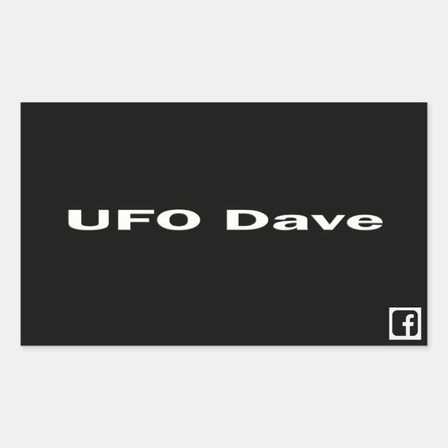 Pegatina rectangular de UFO Dave con logo de Faceb (Anverso)