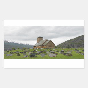 Pegatina rectangular de una iglesia rupestre en No
