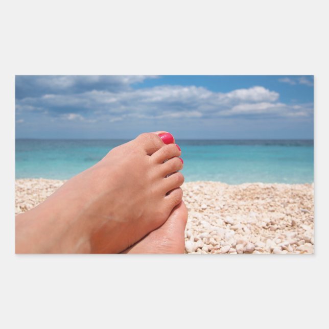 Pegatina rectangular de vacaciones de verano (Anverso)