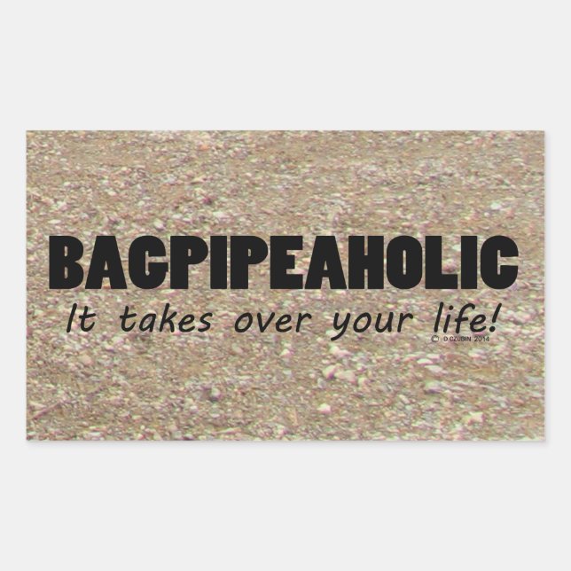 Pegatina rectangular de vida Bagpipeaholic (Anverso)