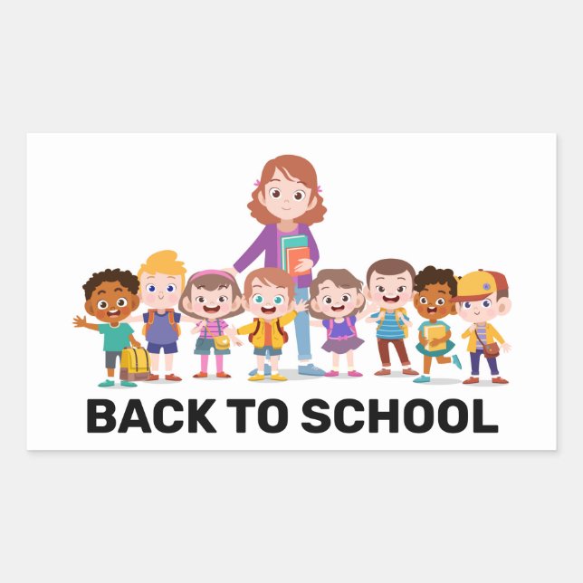 Pegatina Rectangular De vuelta a la escuela (Anverso)