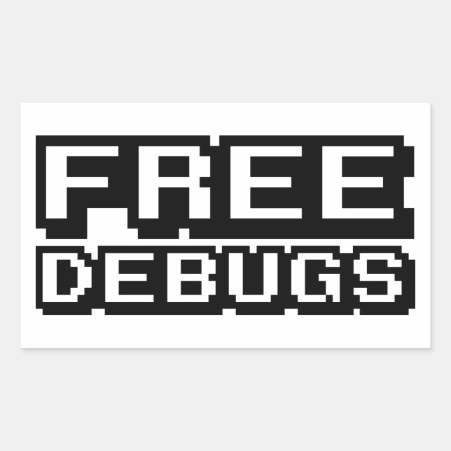 PEGATINA RECTANGULAR DEBUGS GRATIS (Anverso)