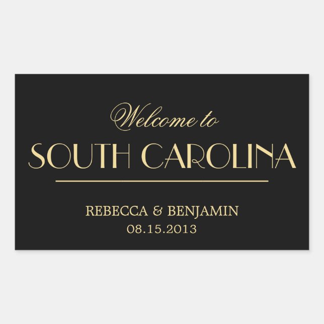 Pegatina Rectangular Decadent Deco elegante moda negro boda de bienveni (Anverso)