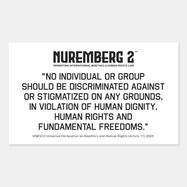 Pegatina Rectangular Declaración sobre bioética y derechos humanos 2005 (Anverso)