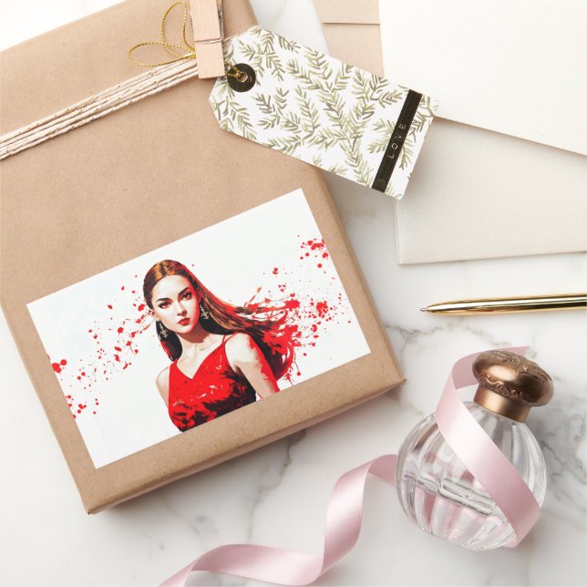 Pegatina Rectangular Decoración de estilo moderno de moda y Chica suave (Regalar)