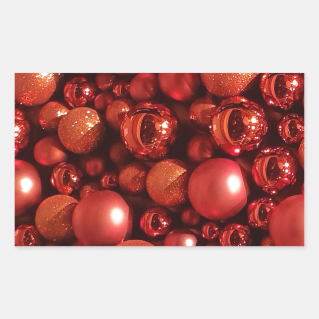 Pegatina Rectangular Decoración de los navidades en tonos rojos (Anverso)