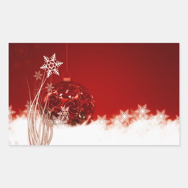 Pegatina Rectangular Decoración roja y blanca de los navidades (Anverso)