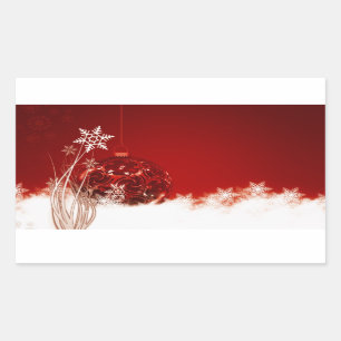 Pegatina Rectangular Decoración roja y blanca de los navidades