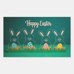 Pegatina Rectangular Decoraciones modernas de conejo de Pascua de acríl