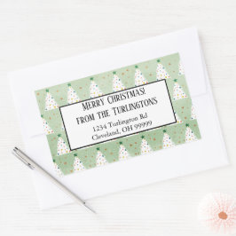 Pegatina Rectangular Decorados árboles de navidad blancos dirección est