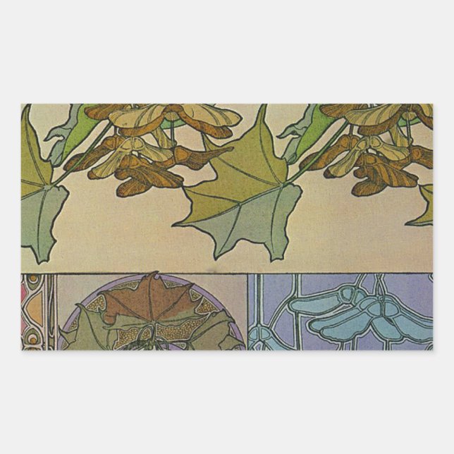 Pegatina Rectangular Decoratifs 1901 Alfons Mucha - Art Nouveau (Anverso)