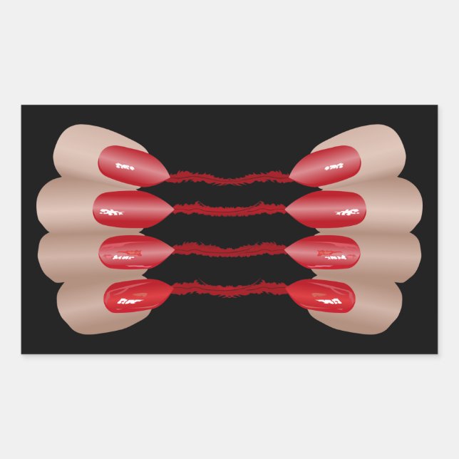 Pegatina Rectangular dedo de vampiro V.2 (Anverso)