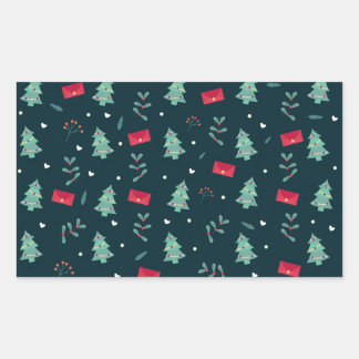 Pegatina Rectangular Deep Green Christmas Trees Perfect Gift