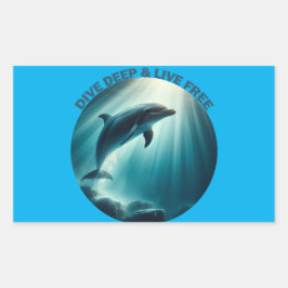 Pegatina Rectangular Deep Live Free Dolphin