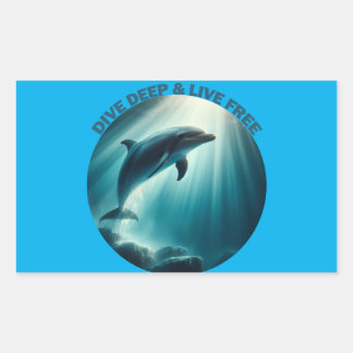 Pegatina Rectangular Deep Live Free Dolphin