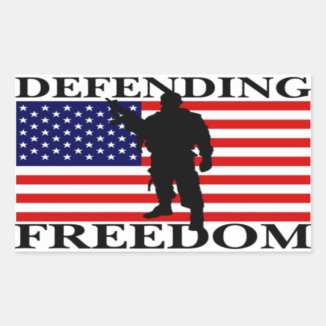 Pegatina Rectangular Defendiendo la Libertad Patriótica (Anverso)