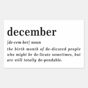 Pegatina Rectangular Definición de Cumpleaños de Diciembre