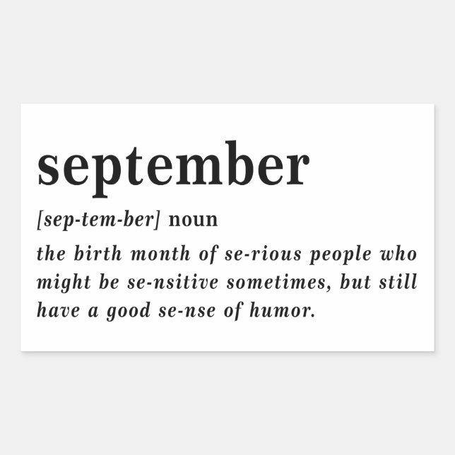 Pegatina Rectangular Definición de Cumpleaños de Septiembre (Anverso)