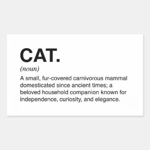 Pegatina Rectangular Definición de gato Sustantivo Amante de gatos dive