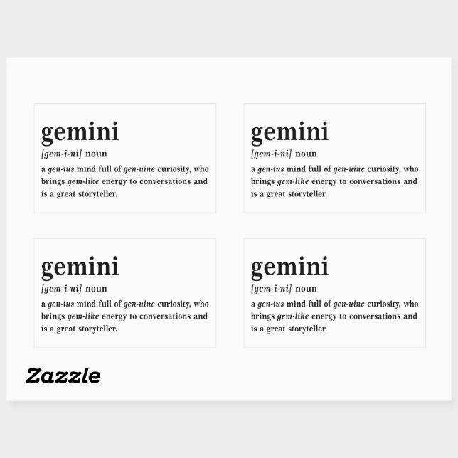 Pegatina Rectangular Definición de Géminis Estética Astrología Regalo (Hoja)