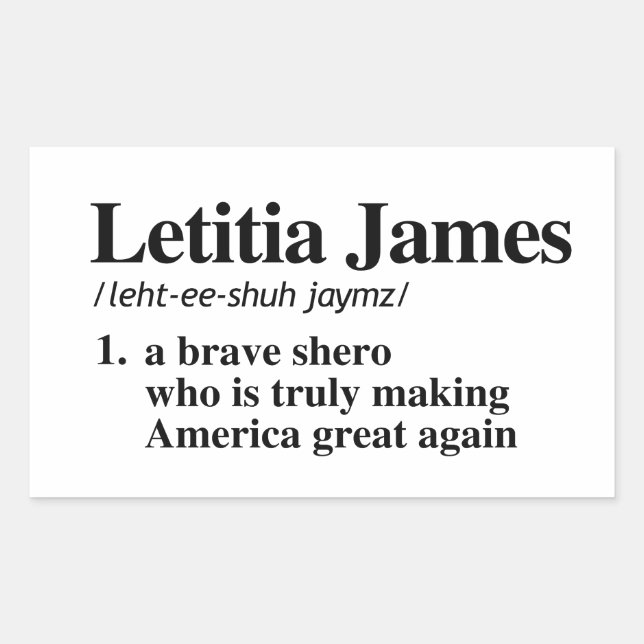 Pegatina Rectangular Definición de Letitia James - Una shero valiente (Anverso)