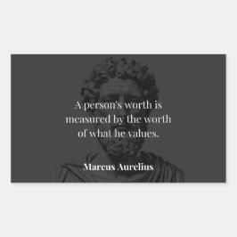 Pegatina Rectangular Definición de Valor: Marcus Aurelius en Valores