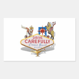 Pegatina Rectangular Dejando Las Vegas (Parte trasera del letrero de bi