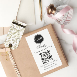 Pegatina Rectangular Dejarnos una revisión   Código QR Tarjeta de prese