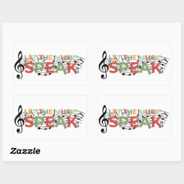 Pegatina Rectangular Dejemos que la música hable, notas musicales