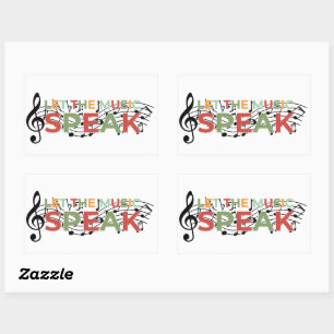 Pegatina Rectangular Dejemos que la música hable, notas musicales
