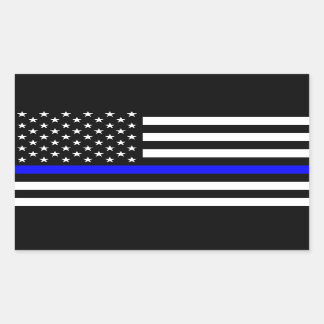 Pegatina Rectangular - Delgada Línea Azul de la Policía de Bandera de E