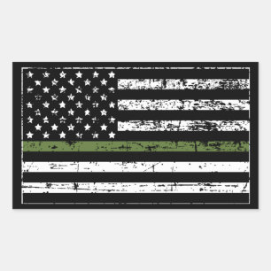 Pegatina Rectangular Delgada Línea Verde Bandera Militar de Estados Uni