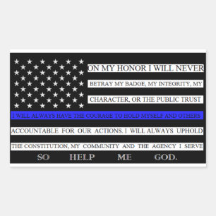 Pegatina Rectangular Delgado Blue Line American Flag Pledge