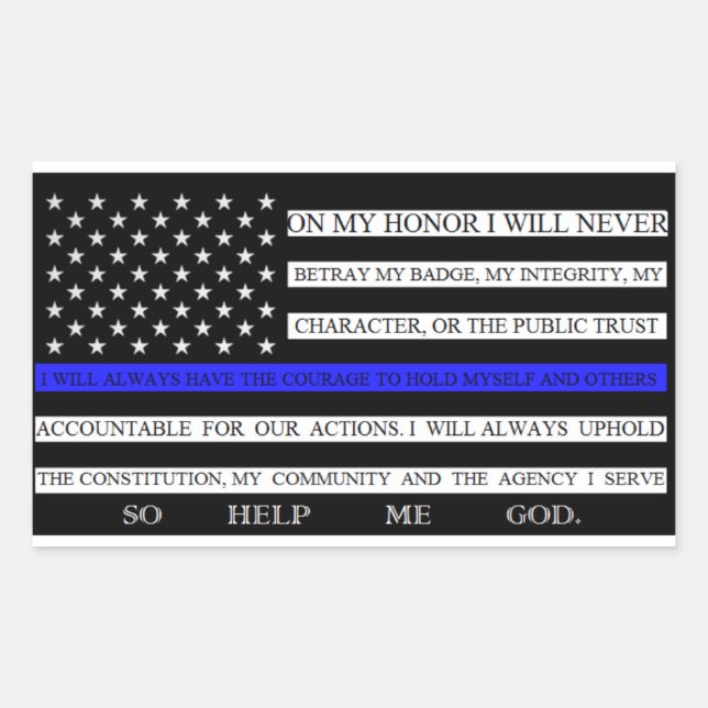 Pegatina Rectangular Delgado Blue Line American Flag Pledge (Anverso)
