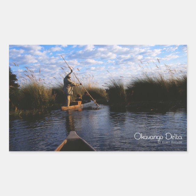 Pegatina Rectangular Delta del Okavango (Anverso)
