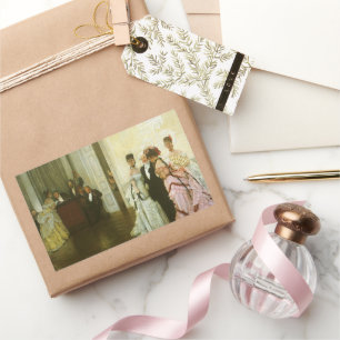 Pegatina Rectangular Demasiado Temprano de James Tissot, Arte Victorian