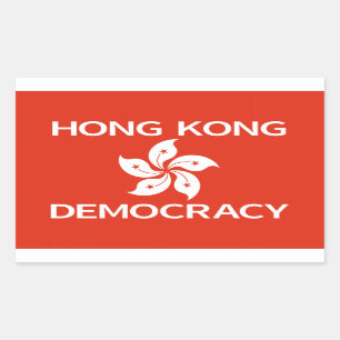 Pegatina Rectangular Democracia Bandera Orquídea de Hong Kong