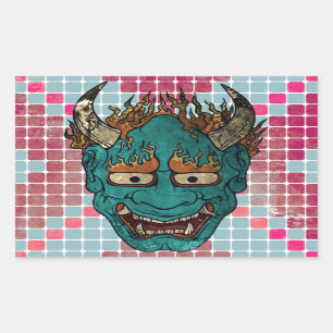 Pegatina Rectangular Demonio japonés