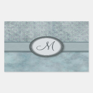 Pegatina Rectangular Denim Blue Coin Pattern con monograma