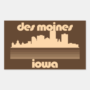 Pegatina Rectangular Des Moines, Iowa
