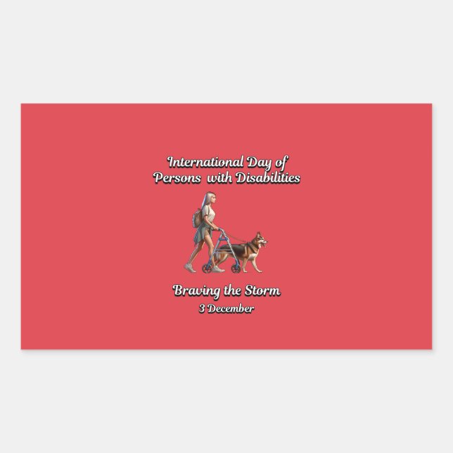 Pegatina Rectangular Desafiando a la tormenta. Personas con discapacida (Anverso)