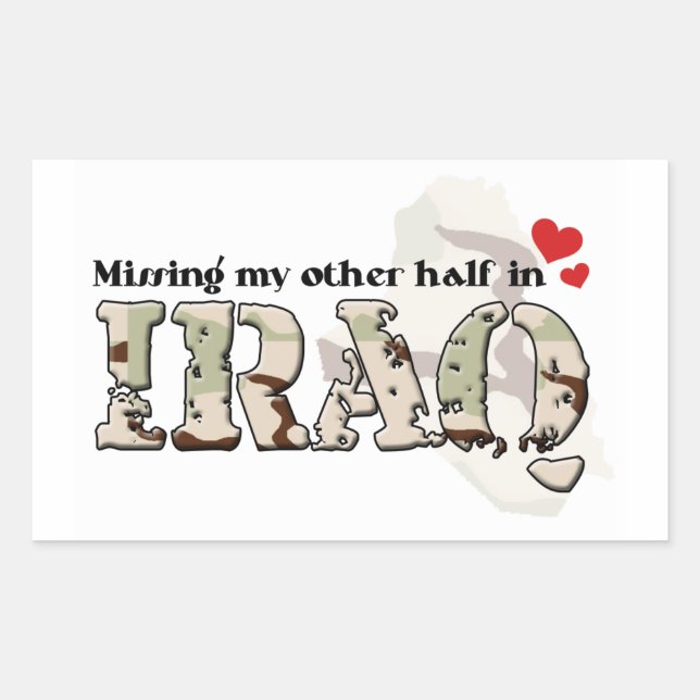 Pegatina Rectangular Desapareciendo mi otra mitad en Irak (Anverso)