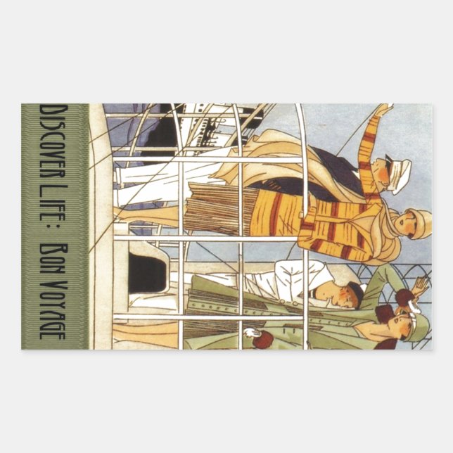 Pegatina Rectangular Descubre la vida: Bon Voyage (Anverso)