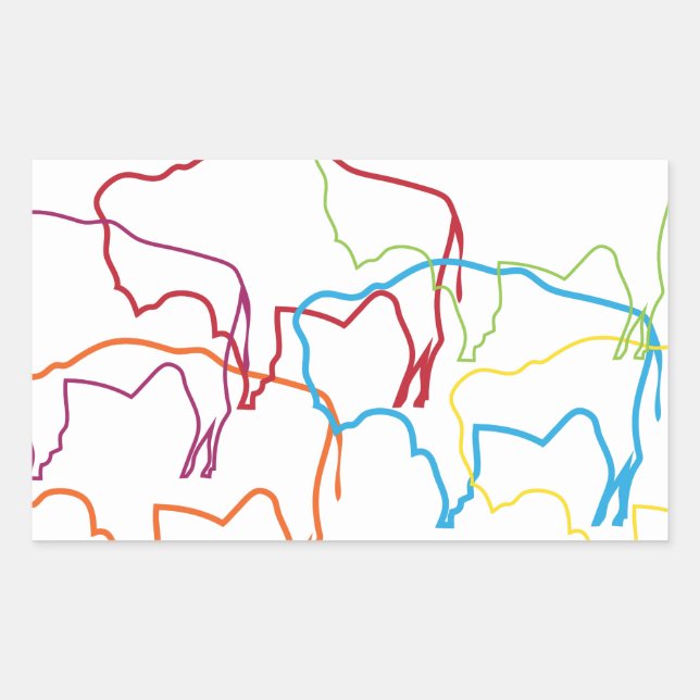 Pegatina Rectangular desenfoque del orgullo de bison wyoming (Anverso)