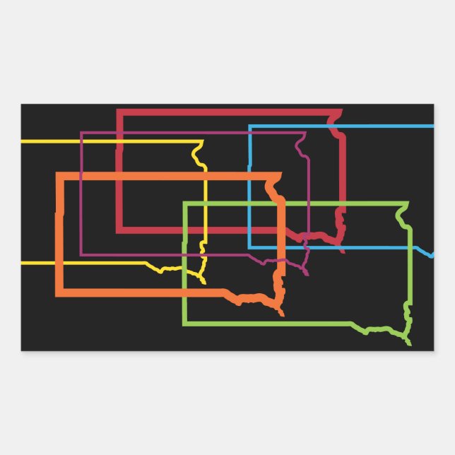 Pegatina Rectangular desenfoque del orgullo de dakota del sur (Anverso)