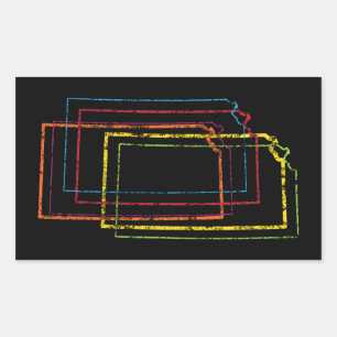 Pegatina Rectangular desenfoque del orgullo de kansas
