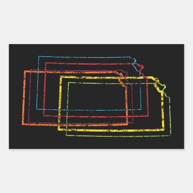 Pegatina Rectangular desenfoque del orgullo de kansas (Anverso)