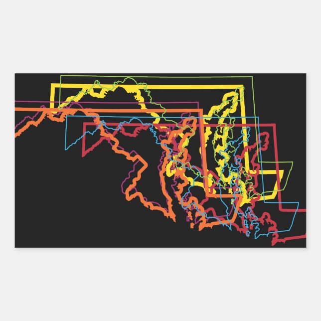 Pegatina Rectangular desenfoque del orgullo de maryland (Anverso)