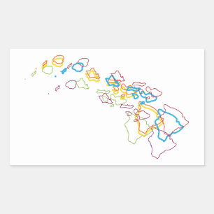 Pegatina Rectangular desenfoque del orgullo hawaiano