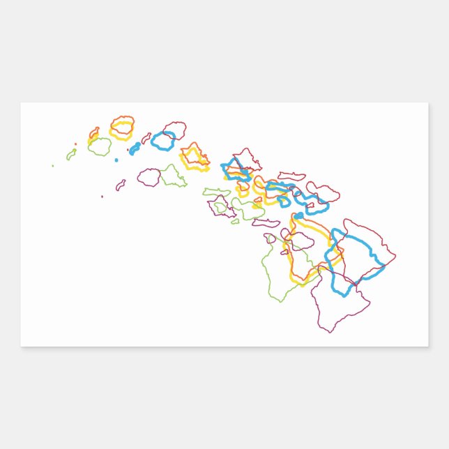 Pegatina Rectangular desenfoque del orgullo hawaiano (Anverso)